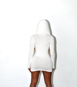 WHITE HOODIE DRESS